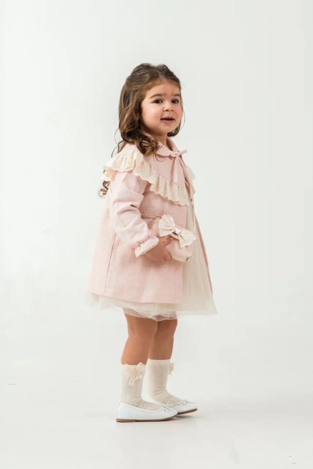 Kız Çocuk Trençkot Elbise ve Çanta 3’lü Takım (1-4 Yaş)