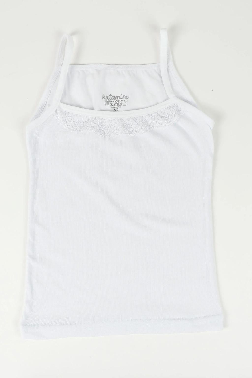 Kız Çocuk 2’li Beyaz Atlet Seti (1-12 Yaş) - Beyaz