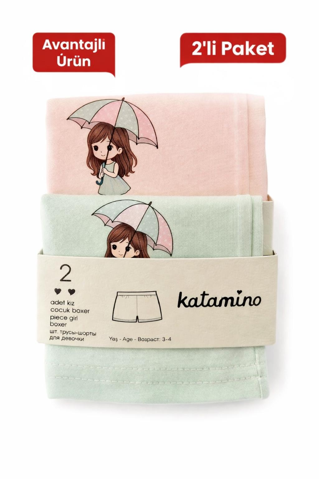 Kız Çocuk 2’li Boxer Külot Seti – Desenli (3-6 Yaş)