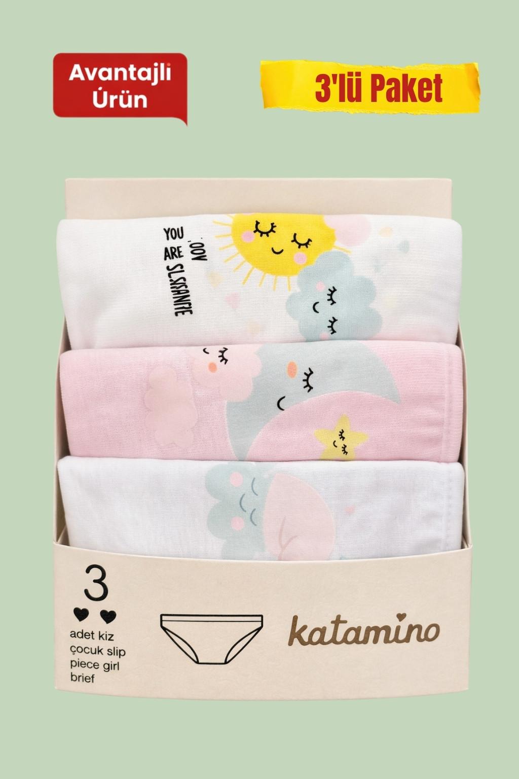 Kız Çocuk 3’lü Slip Külot Seti – Desenli (3-8 Yaş)