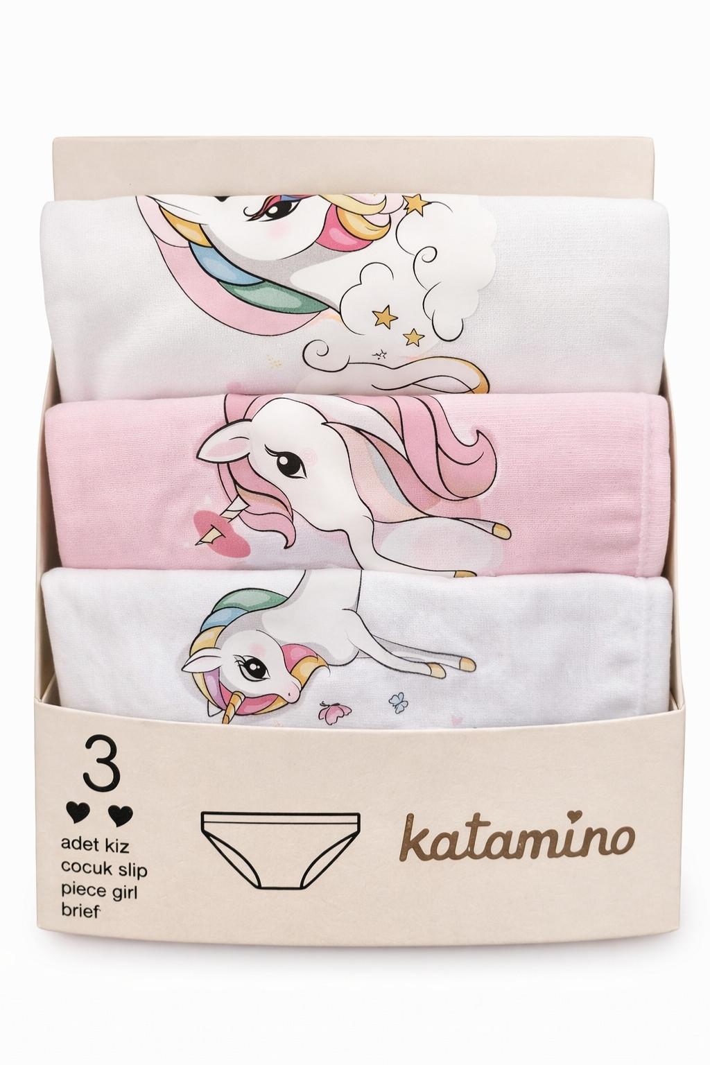 Kız Çocuk Unicorn Desenli 3’lü Külot Seti – Pamuklu İç Giyim (3-8 Yaş)