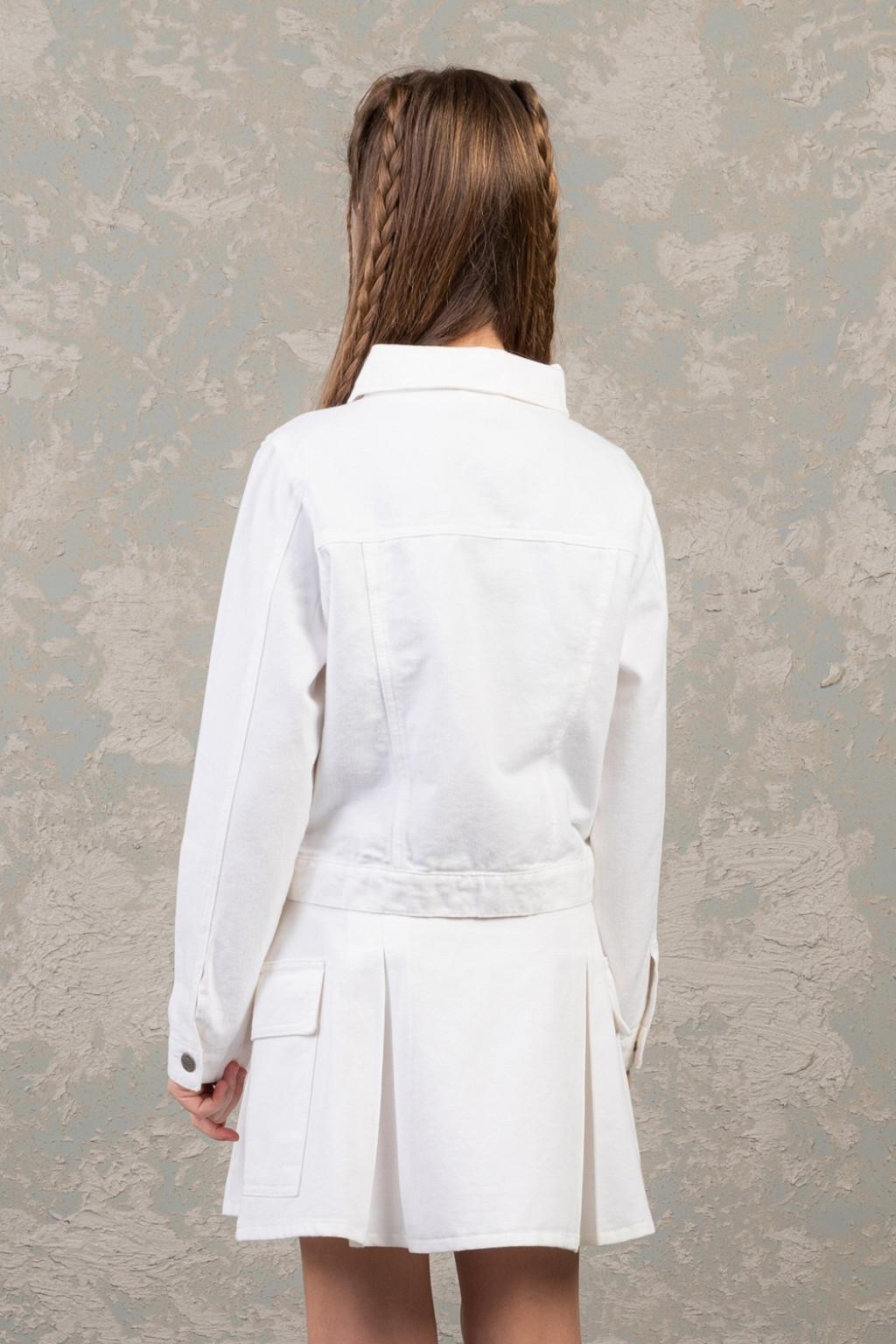 Kız Çocuk Beyaz Kot Ceket (9-14 Yaş)