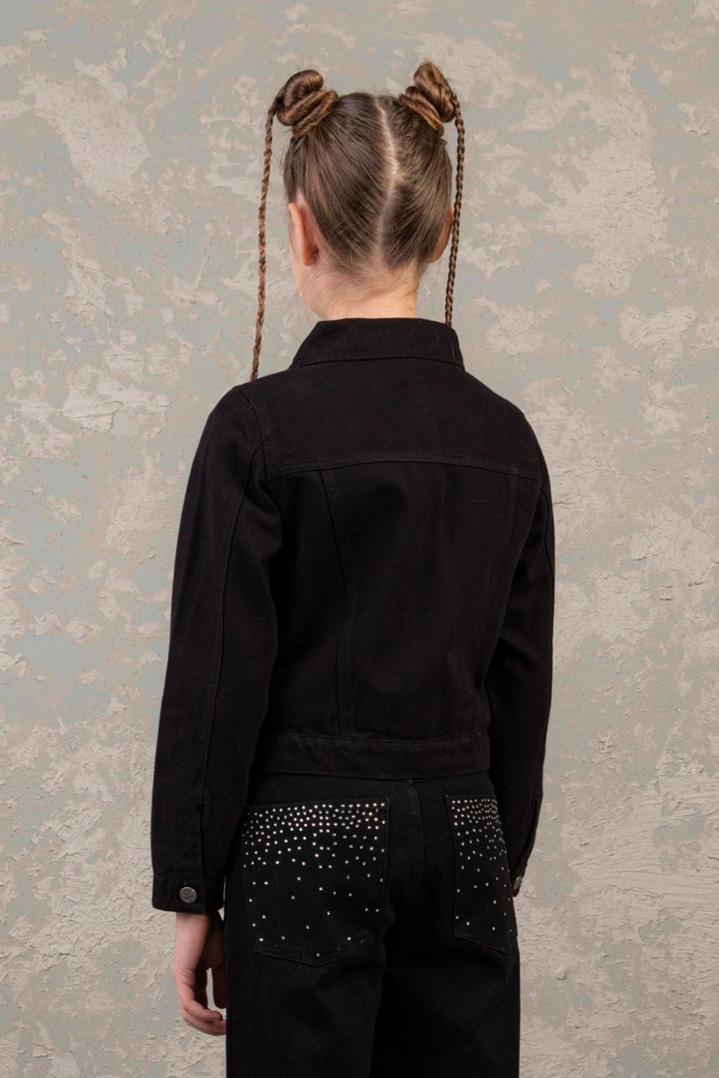 Kız Çocuk Siyah Kot Ceket (9-14 Yaş)