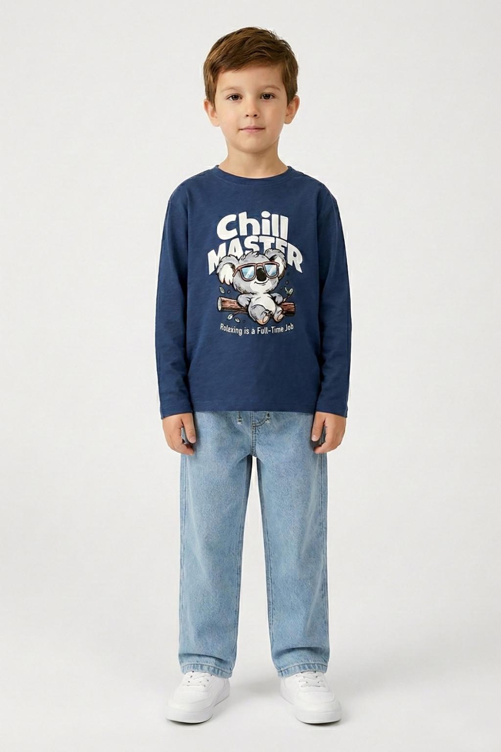 Erkek Çocuk İnce Sweatshirt – Chill Master Baskılı (4-9 Yaş)