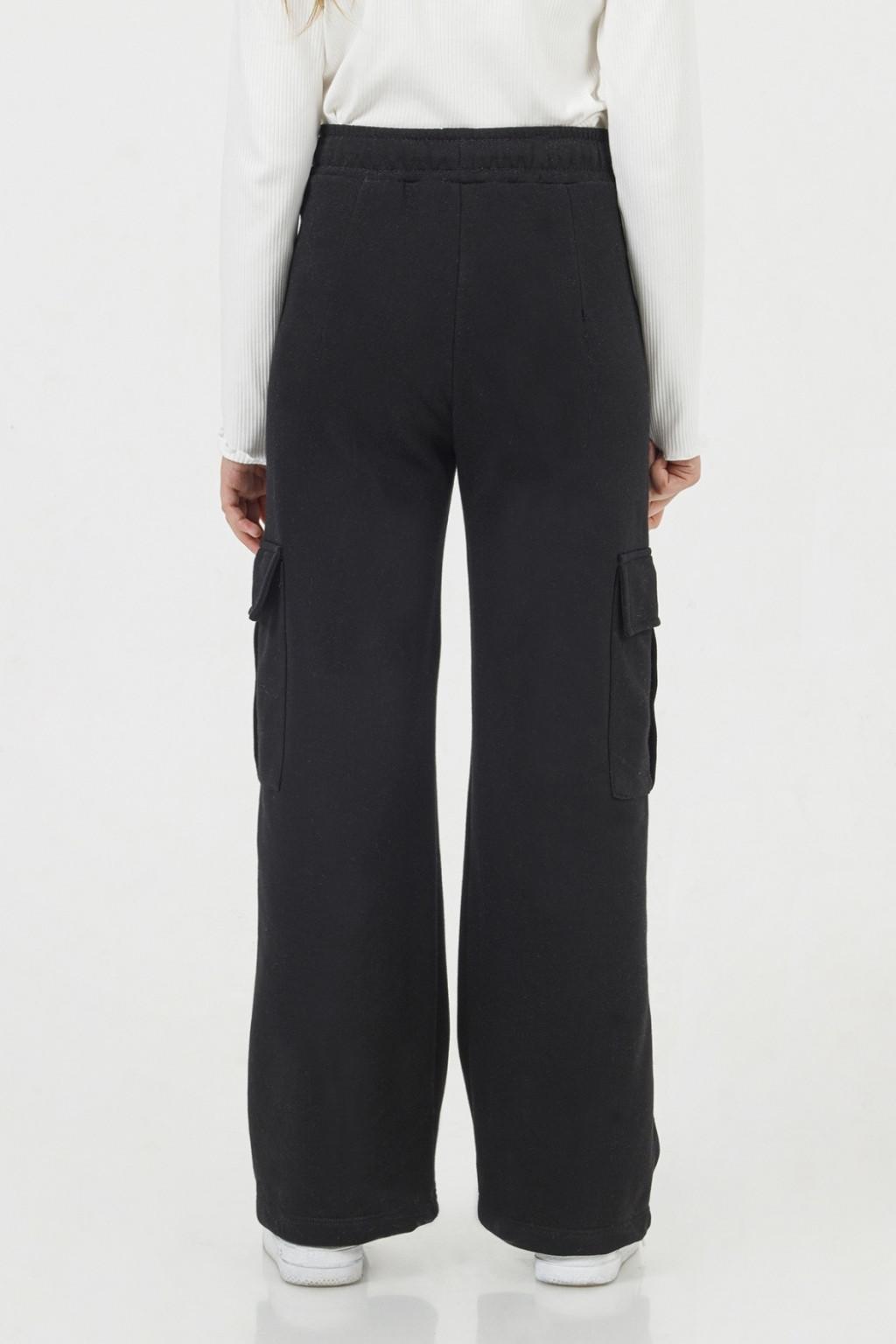 Kız Çocuk Gabardin Kargo Pantolon – Siyah (9-14 Yaş)