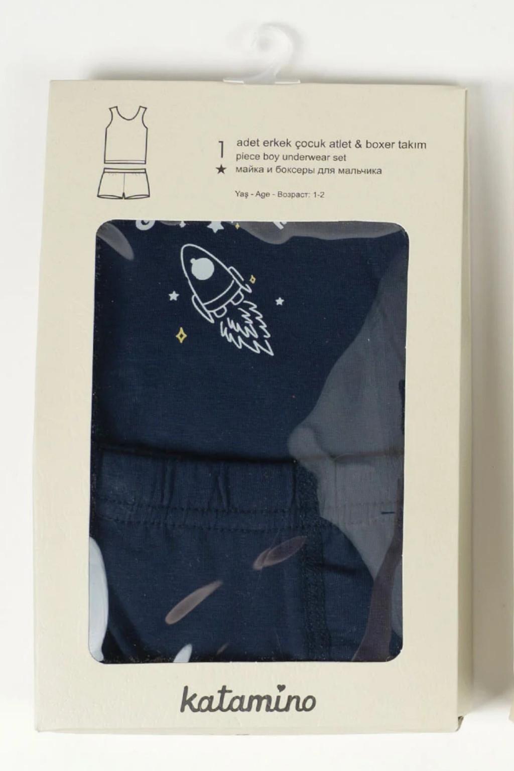 Antrasit Erkek Çocuk Atlet Boxer Takım 1-4 Yaş