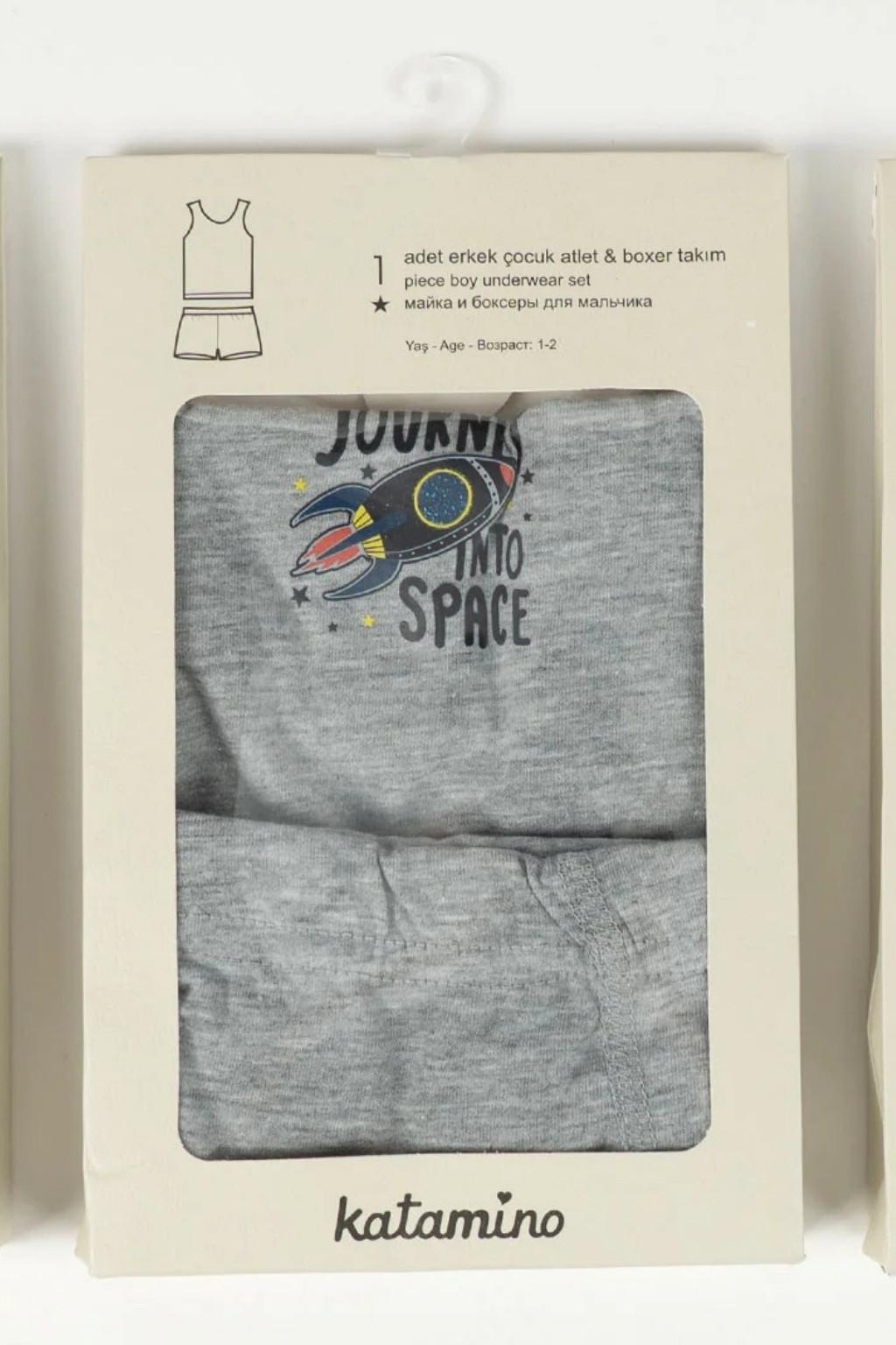 Gri Erkek Çocuk Atlet Boxer Takım 1-4 Yaş