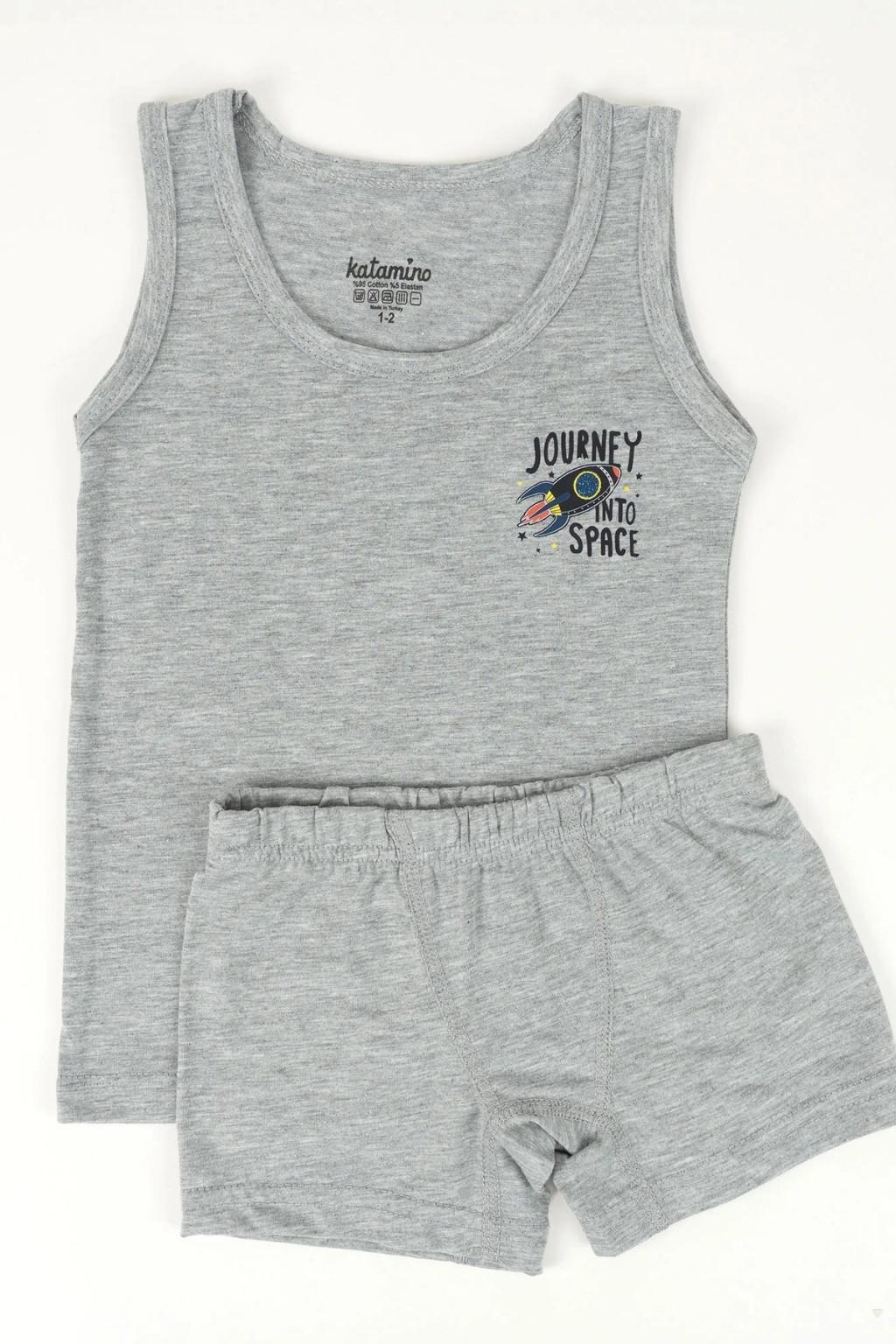 Gri Erkek Çocuk Atlet Boxer Takım 1-4 Yaş