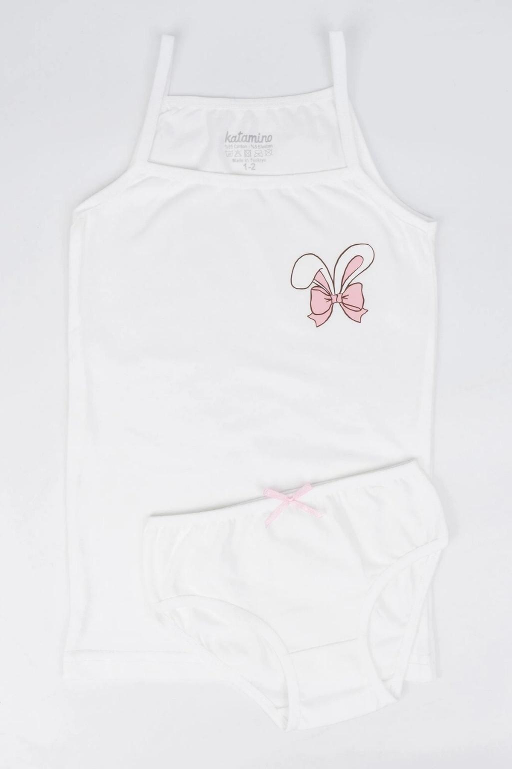 Beyaz Kız Çocuk Atlet Slip Takım 3-6 Yaş