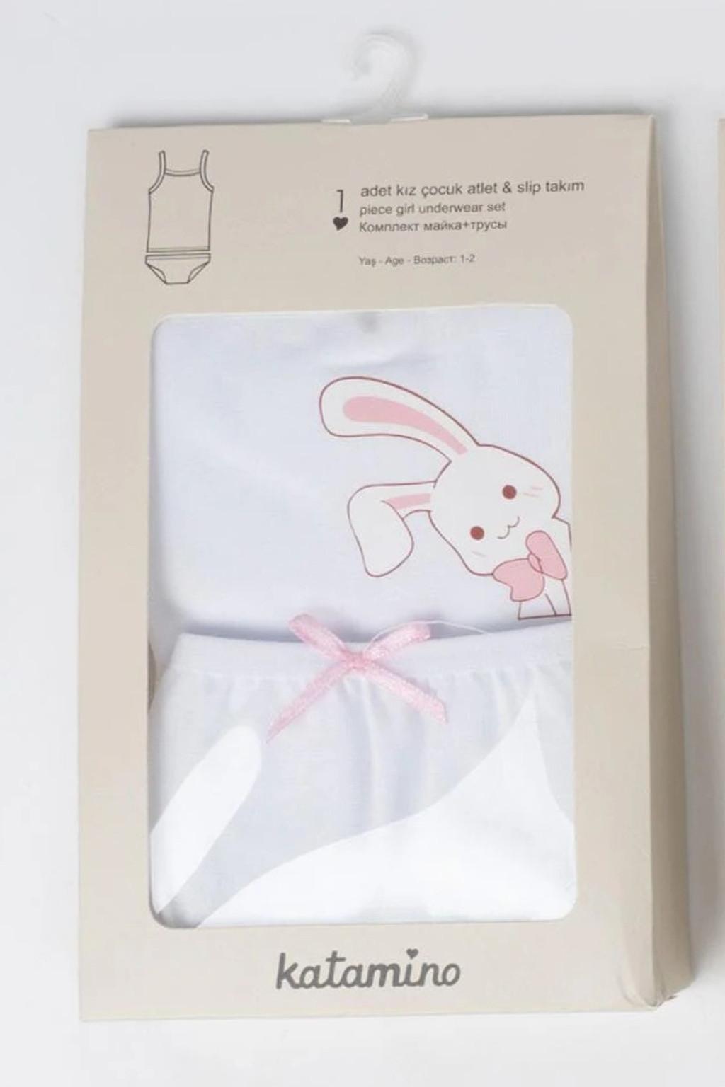 Beyaz Kız Çocuk Atlet Slip Takım 3-6 Yaş