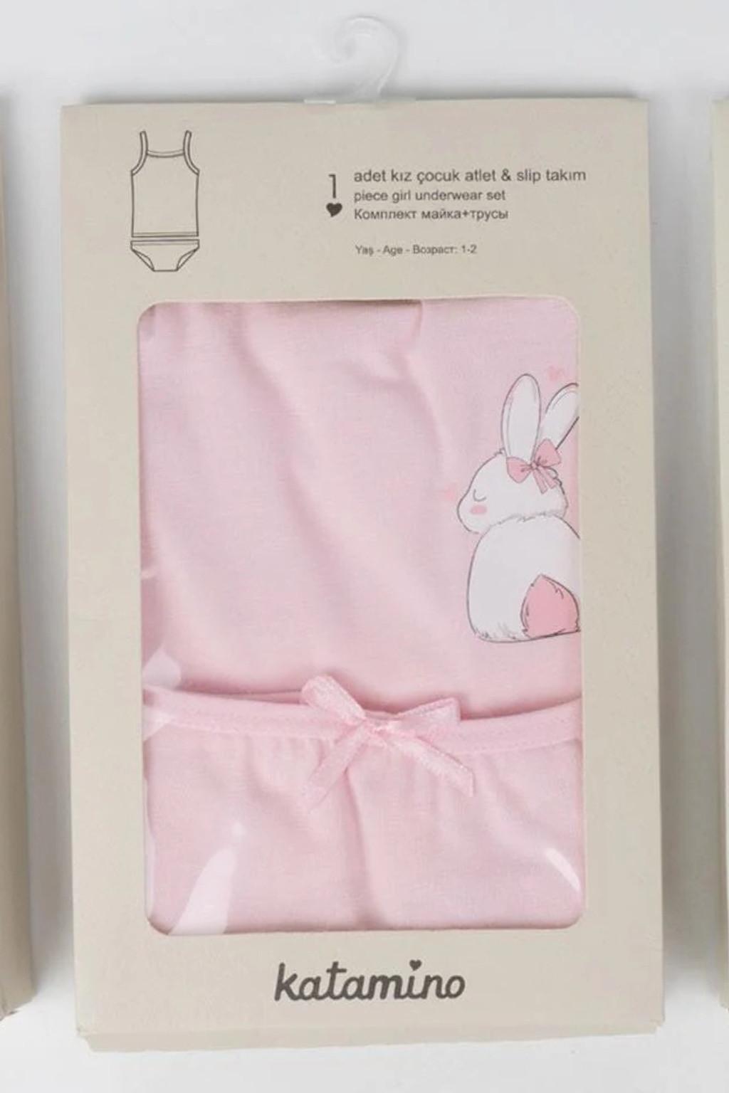 Pembe Kız Çocuk Atlet Slip Takım 3-6 Yaş