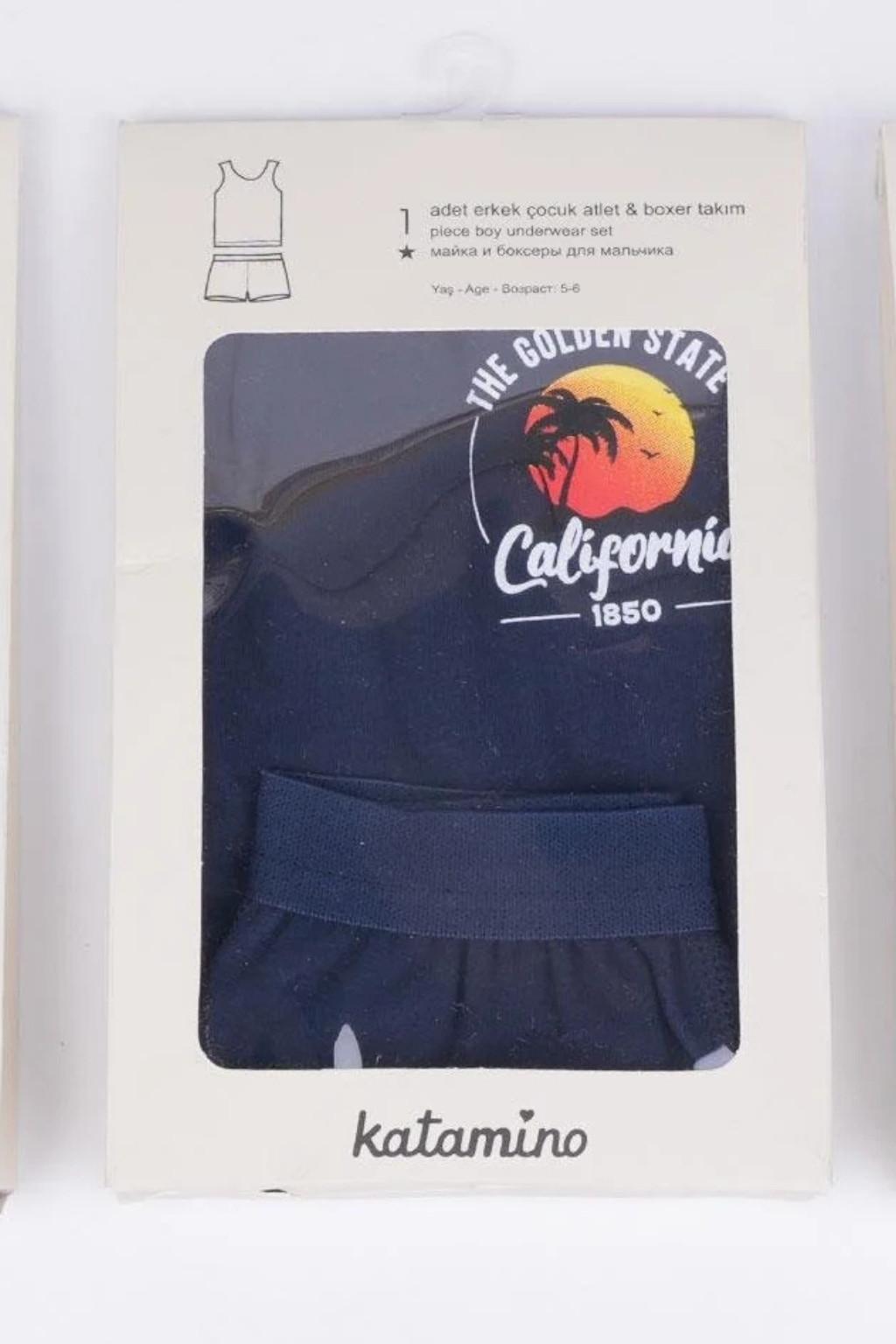 Antrasit Erkek Çocuk Atlet Boxer Takım 5-8 Yaş