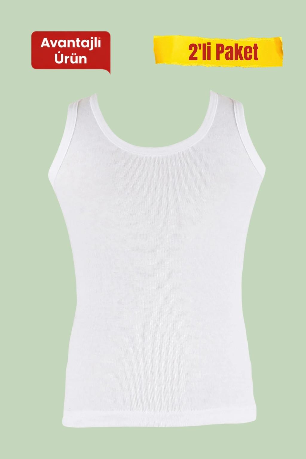 2'li Paket Beyaz Erkek Çocuk Atlet 7-12 Yaş