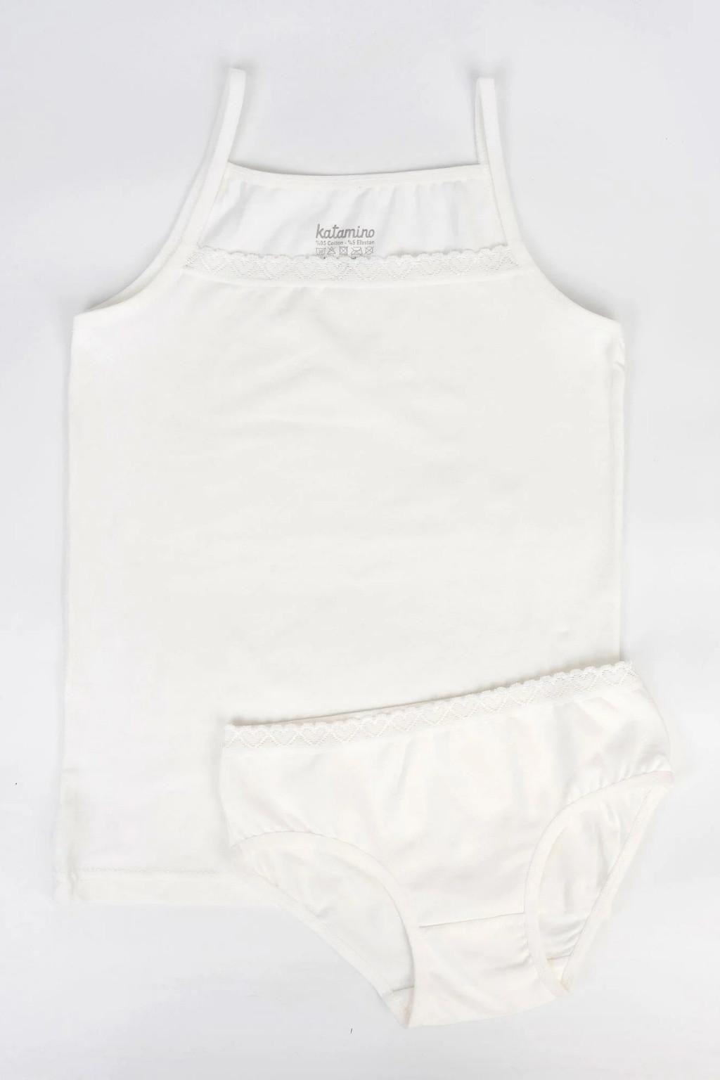 Krem Kız Çocuk Atlet Slip Takım 9-12 Yaş