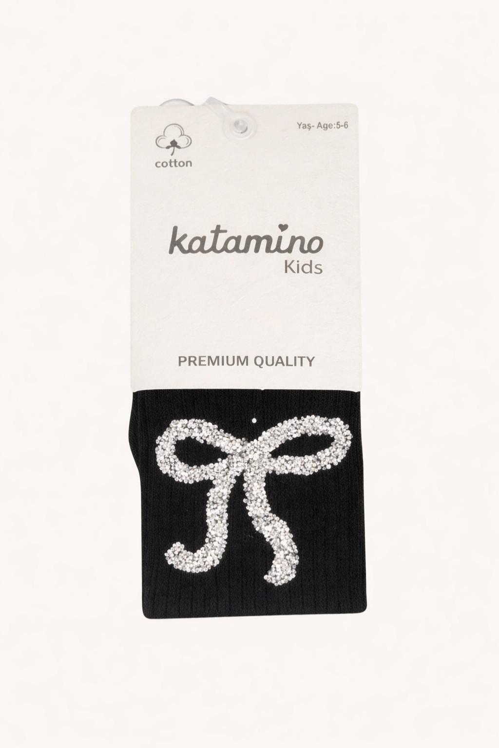 Solena Aksesuarlı Kız Külotlu Çorap 1-10 Yaş - Siyah