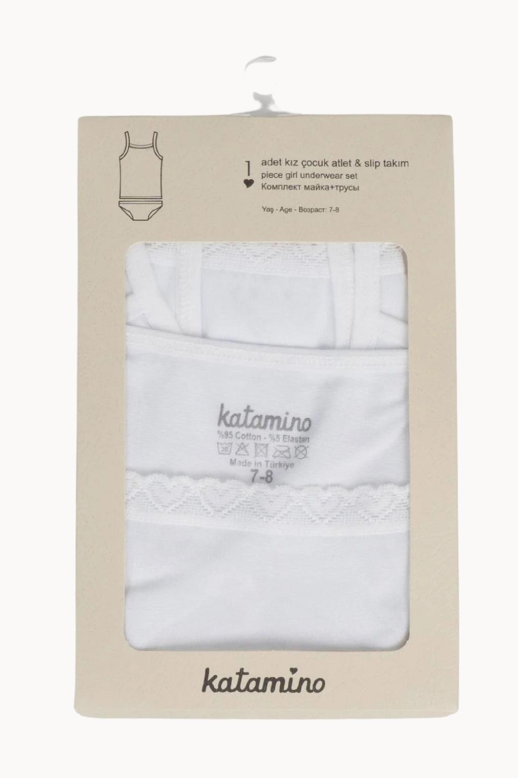 Lismore Kız Çocuk Atlet Külot Takım Beyaz 9-12 Yaş