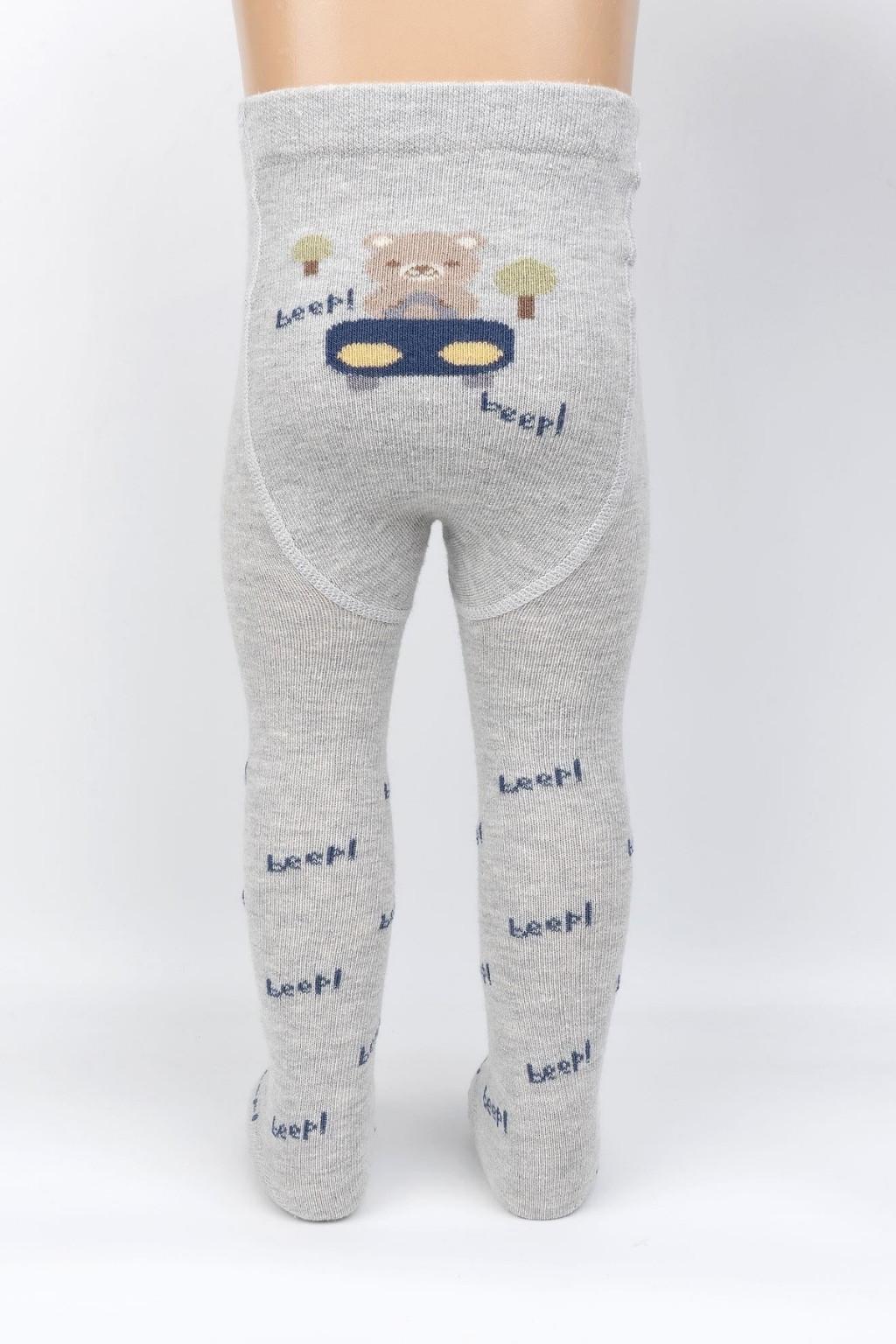 Beep Erkek Bebek Popo Desenli Külotlu Çorap Gri 0-18 Ay