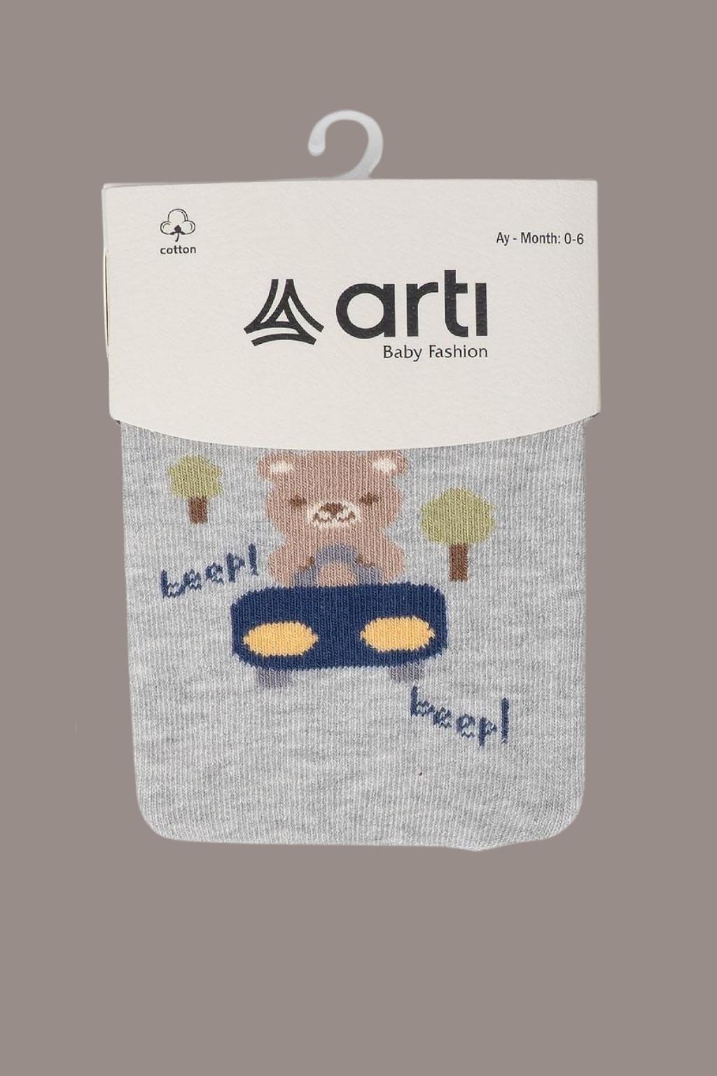 Beep Erkek Bebek Popo Desenli Külotlu Çorap Gri 0-18 Ay