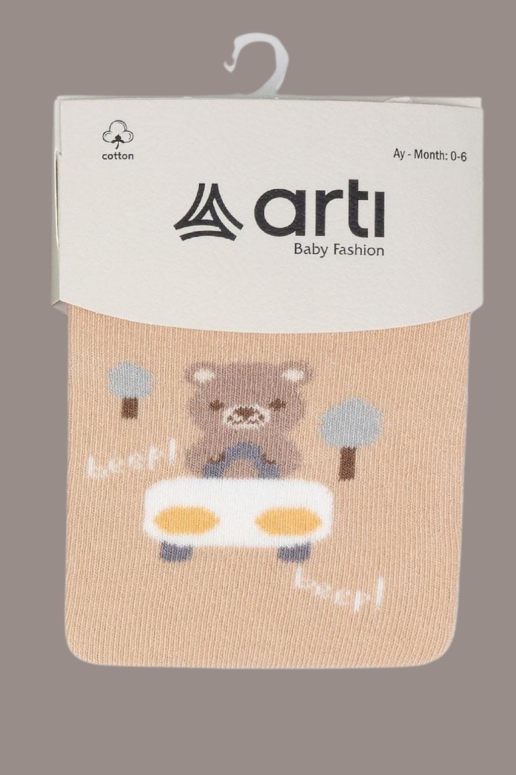 Beep Erkek Bebek Popo Desenli Külotlu Çorap Kahverengi 0-18 Ay