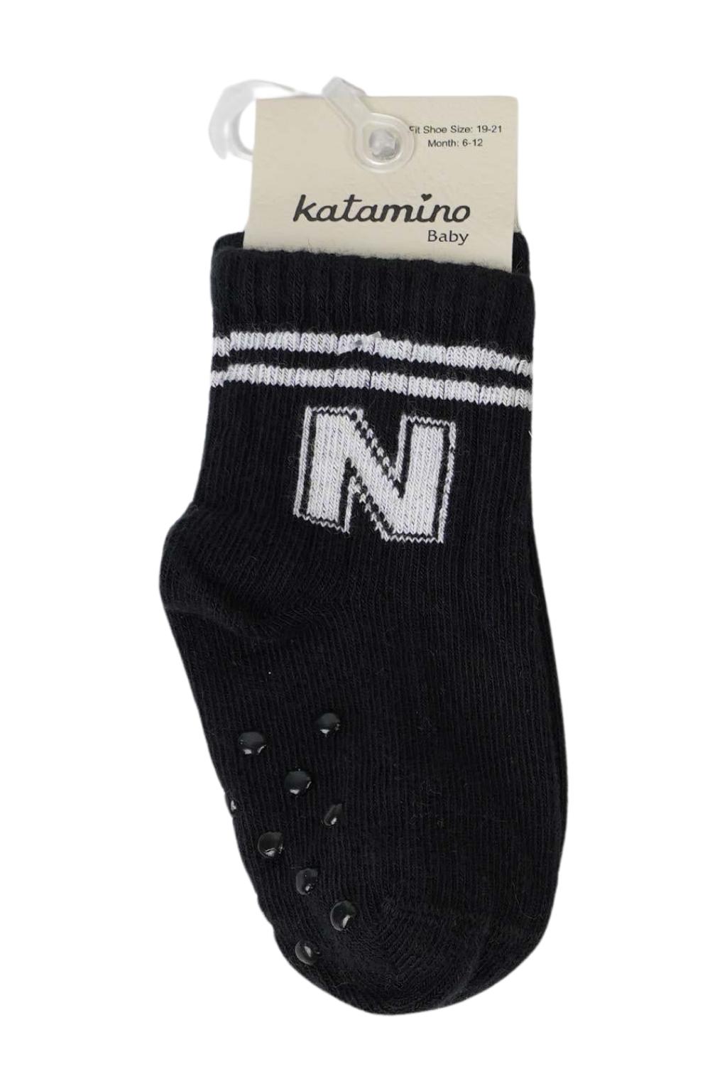 Salto ABS'li Erkek Bebek Soket Çorap Siyah Kaydırmaz Tabanlı 6-24 Ay