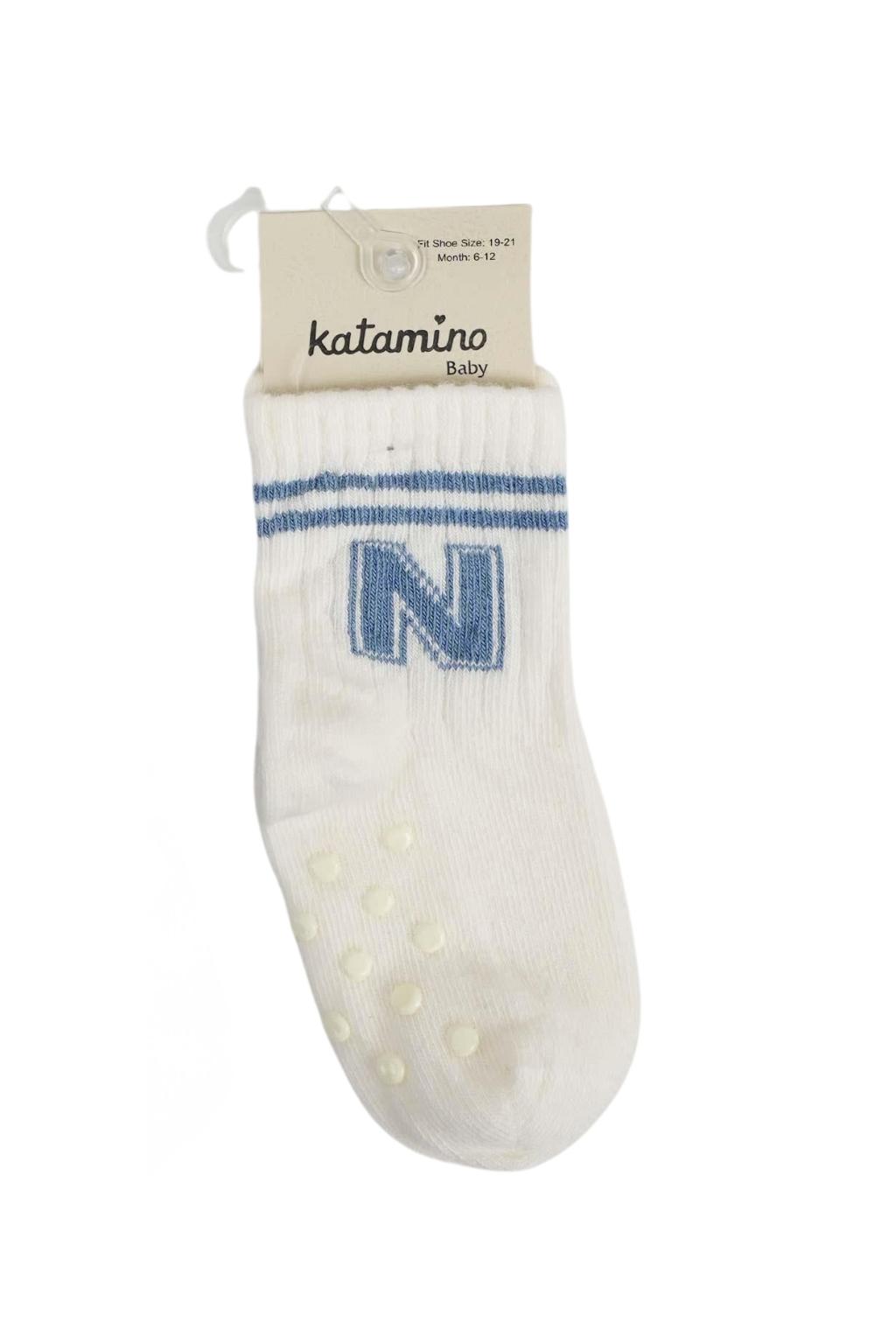 Salto ABS'li Erkek Bebek Soket Çorap Krem Kaydırmaz Tabanlı 6-24 Ay