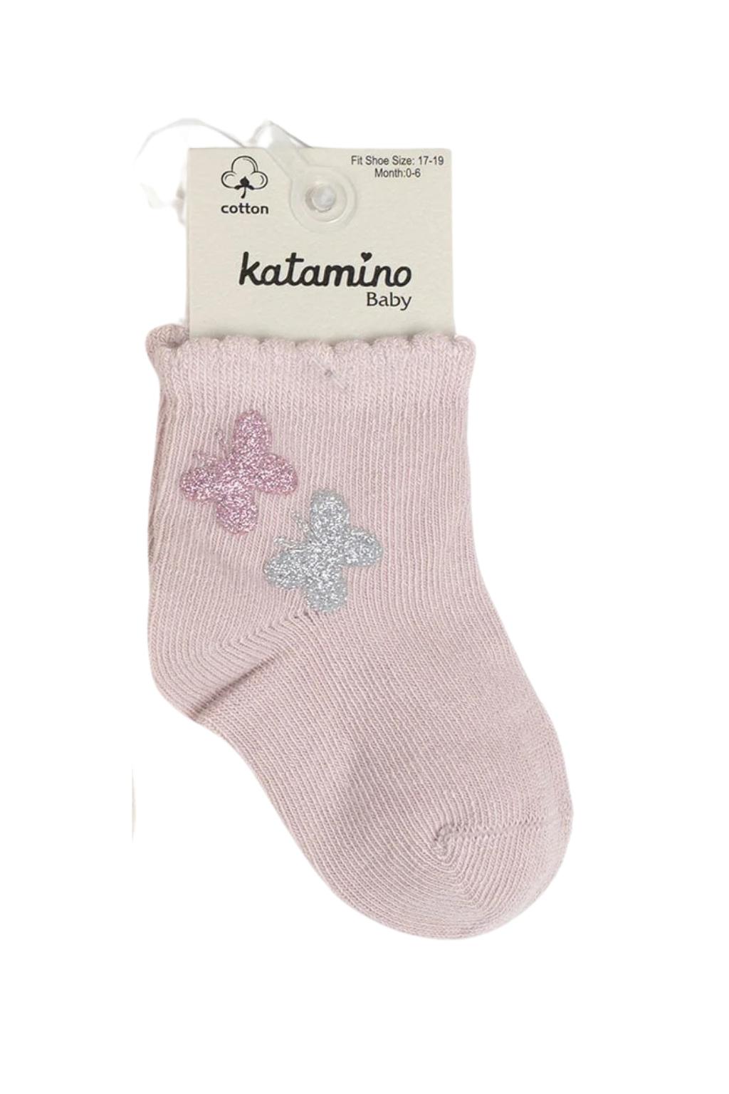 Robiy Aksesuarlı Kız Bebek Soket Çorap Gül Kurusu 0-24 Ay