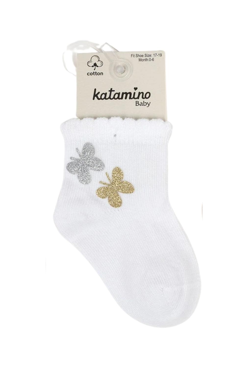 Robiy Aksesuarlı Kız Bebek Soket Çorap Beyaz 0-24 Ay