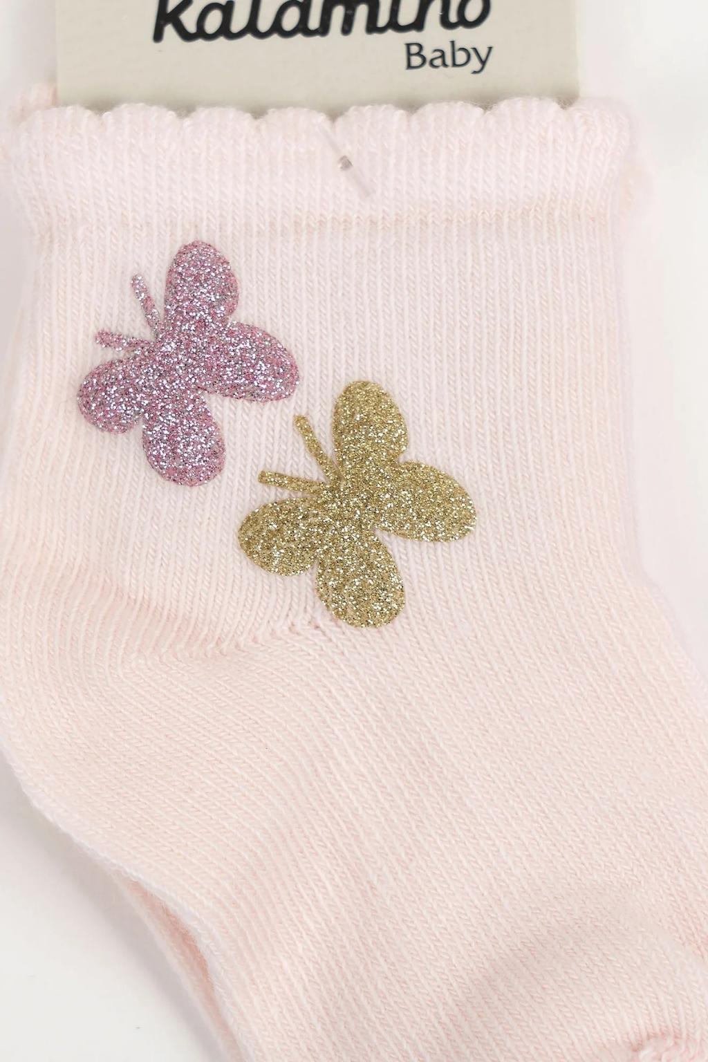 Robiy Aksesuarlı Kız Bebek Soket Çorap Pudra 0-24 Ay